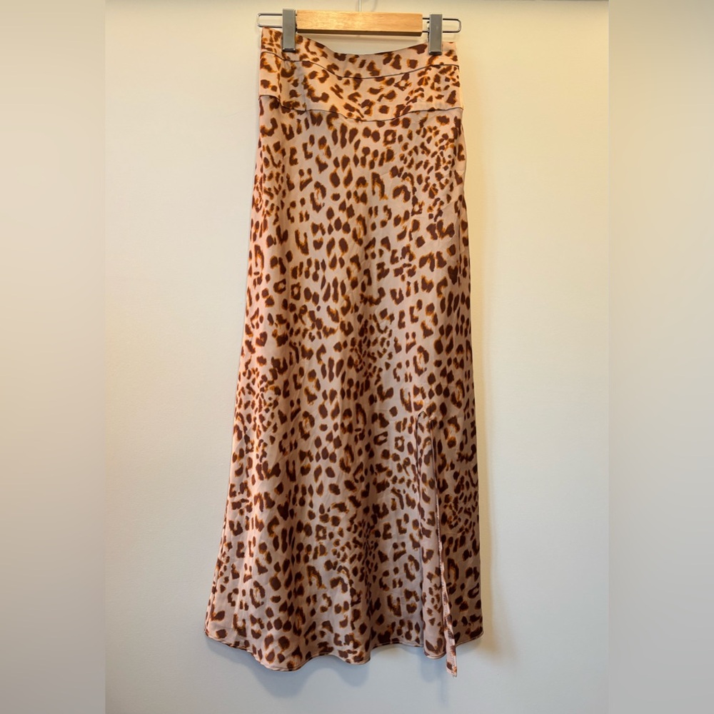 Free People Leopard Print A-Line Skirt